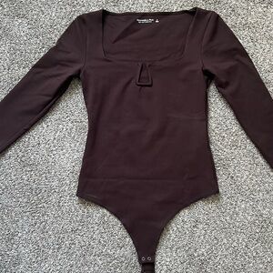 Abercrombie & Fitch long sleeve brown bodysuit